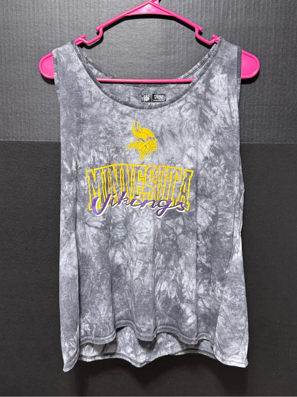 📣 NFL Team Apparel Minnesota Vikings Gray Tie-Dye Tank Top Size 2XL
